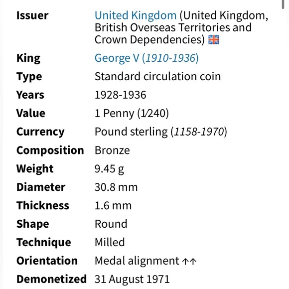 🎈$5 add on - 1928 ONE PENNY - George V - Picture 3 of 6